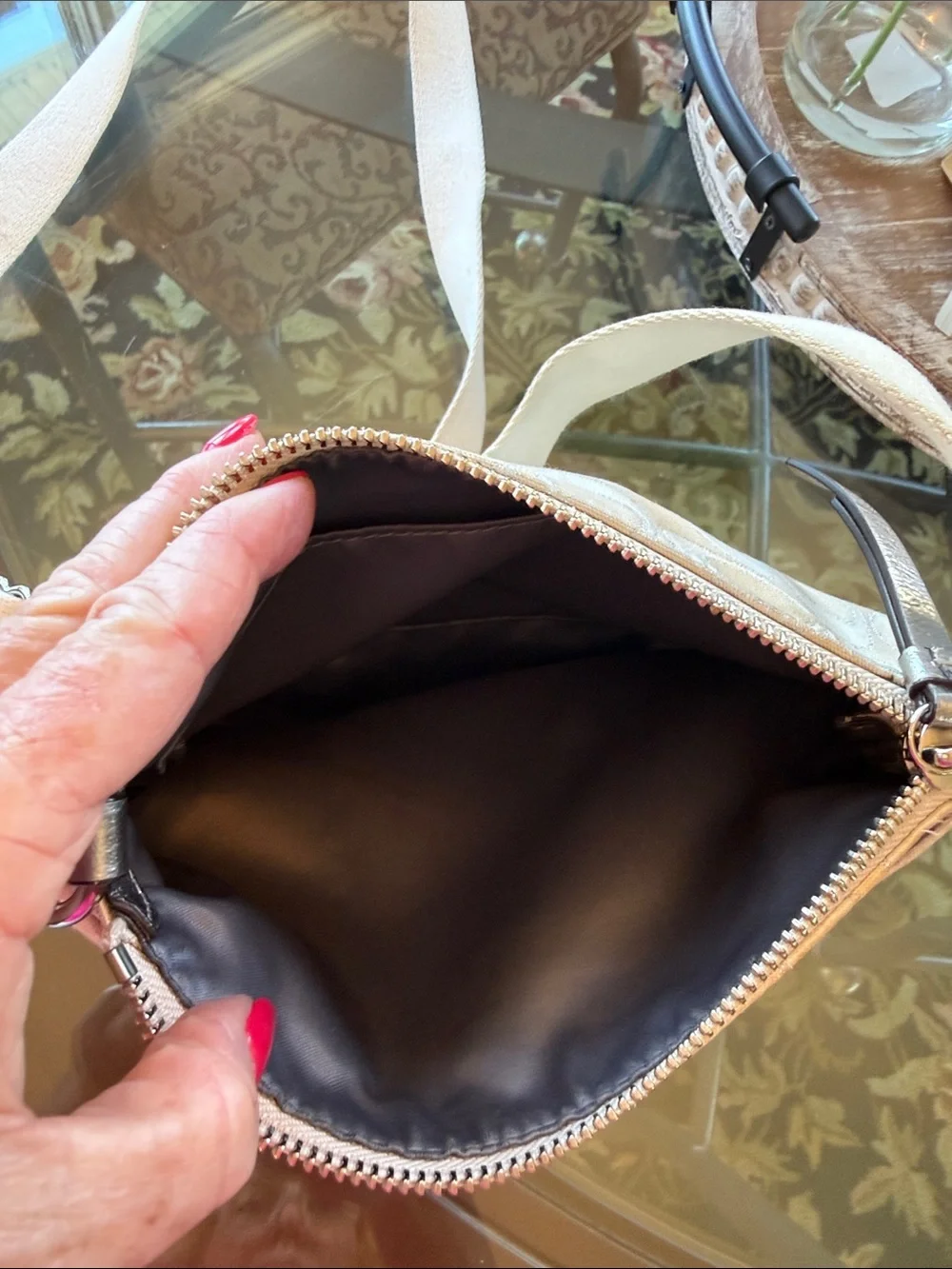 Coach white Signature Crossbody with Silver-Tone Hardware